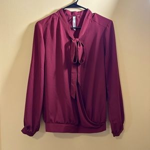 Maroon tie neck blouse